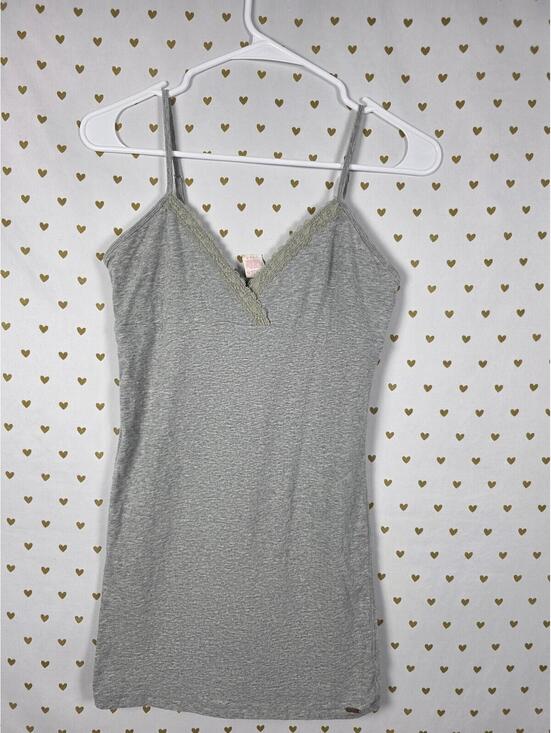 PINK Victoria's Secret Dresses & Skirts - Victorias Secret PINK Grey Tank Top Mini Dress Vintage HEART y2k MEDIUM